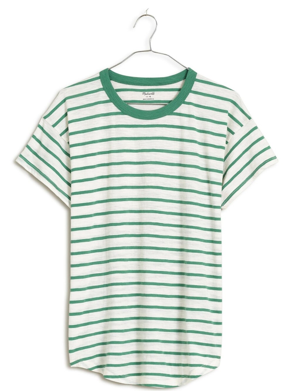 Madewell White Tee with Sage Green Stripes Plus Size 3X + Darville Stripe